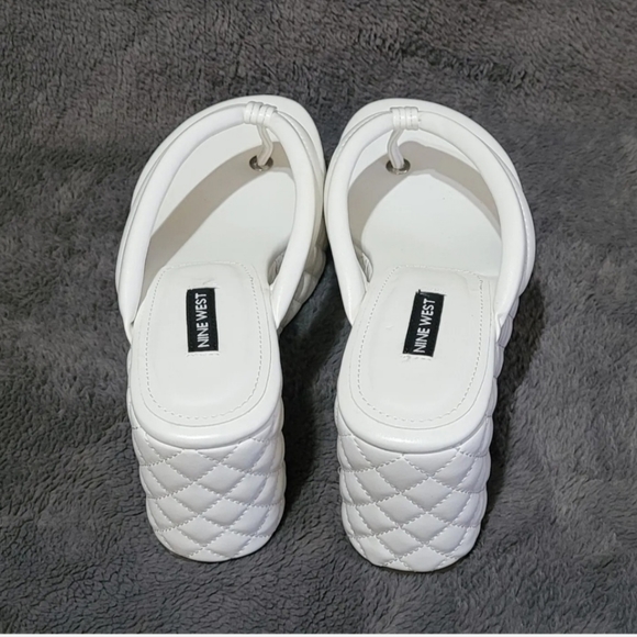Nine West Newya White Slip On Rounded Open Toe Platform Wedge Sandal Size 7M - Picture 8 of 11